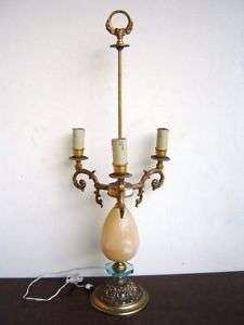 Nice antique French bronze & alabaster lamp # 05341  