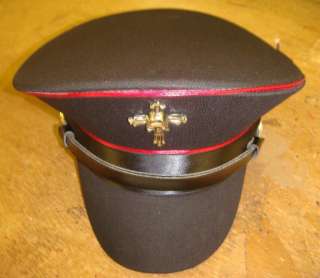 SDL Steam Punk military hat with red trim skull/cross  