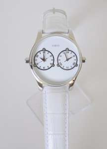 NEW AUTHENTIC GUESS MEN DUEL White Leather WATCH W70004G3 with receipt 