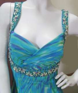 VERY TEMPTING BROAD STRAPPED BLUE BEADED FORMAL/EVENING/PROM LONG 
