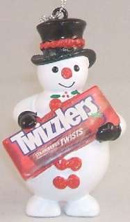 Snowman Holding Twizzlers Licorice Candy Christmas Ornament Holiday 