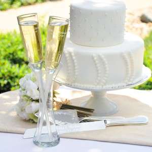 toasting champagne flutes in a vase cake server set engraved free