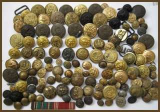 Assorted Mixed Lot Of 125 ~OLD~ Antique Vintage Metal Military Uniform 