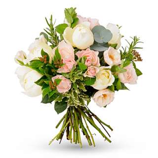 Pink and cream hand tied bouquet   THE REAL FLOWER COMPANY 