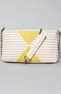 House of Harlow 1960 The Riley Oversized Clutch in Cream and Yellow 