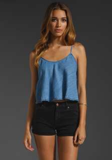 FREE PEOPLE Chambray Crop Cami in Easy Breezy Wash  