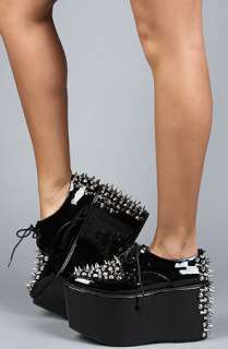 Jeffrey Campbell The Sting Spike Shoe in Black Patent and Silver 