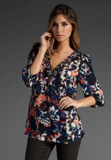 JOIE Reed Abstract Floral Tunic in Dark Navy  