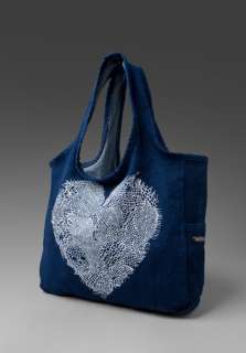 LAUREN MOSHI Lace Heart Taylor Canvas Tote Bag in Indigo at Revolve 