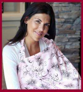   AU LAIT Nursing Cover HOOTER HIDERS Breastfeeding Pink Parfait Feather