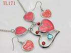 Noblest Honorable Pink Heart Rhinestone Crystal Enamel Alloy Necklace 