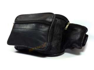 Waist/Bum Bag Black soft Leather belt Travel fanny pack  