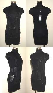 New $98 Ed Hardy Black Silver Multi Chain Dress XS  