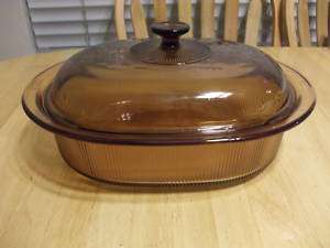 AMBER VISIONS 4 QT.CORNING PYREX COOK/BAKE OVAL ROASTER  