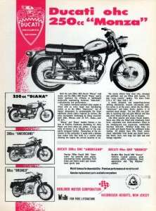 1961 Ducati Monza Diana Bronco Motorcycle Original Ad  