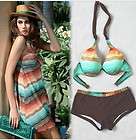 PCS Stripe Swimsuit Cover up dress & Bikini Set XL Size 8
