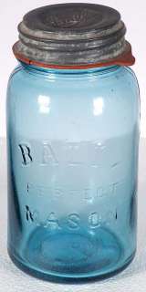Arched BALL Fruit Jar PERFECT MASON Quart BLUE  