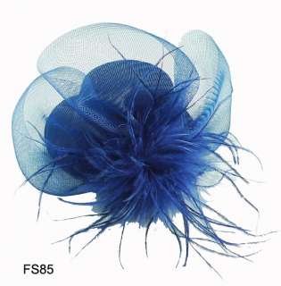 Feather Veil Bow Millinery Hair Clip Mini Top Hat Fascinator  