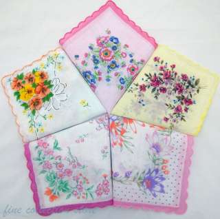 Pcs pretty ladies women hankie vintage style floral handkerchief 