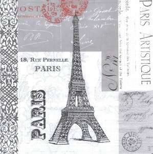 Servietten Napkin Paris  Eiffelturm schwarz  weiss  