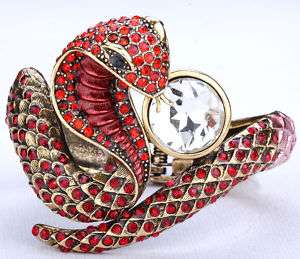 Red swarovski crystal cobra snake bangle bracelet 6  