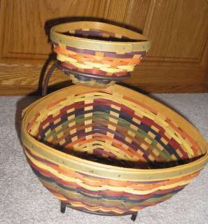 LONGABERGER MULTI COLOR 2 TRIANGLE BASKETS WITH STAND  