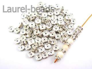 BULK 6mm Rhinestone Spacer Beads CLEAR 50 pcs #390  