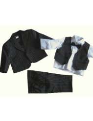 5tlg. Taufanzug Baby Anzug Nadelstreifen schwarz