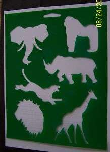 STENCILS~ ZOO ANIMALS,ELEPHANT,APE,LION,RHINO & MORE  