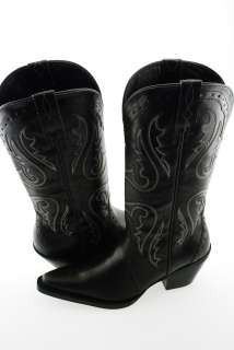 New Nomad Trigger Womens Cowboy Western Pull On Boot Shoe Black  