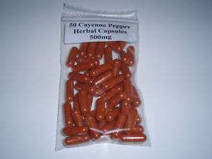 50 Cayenne Pepper Herbal Capsules Pills Tablets 500 mg  