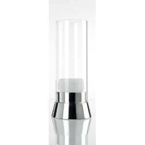 Windlicht mit konischem Sockel aus poliertem Aluminium, Glaszylinder 