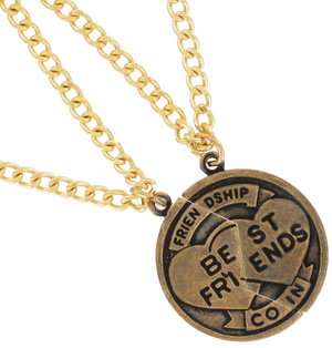 Necklace BFF Set Friendship Coin Best Friends Gold Tone Pendant  