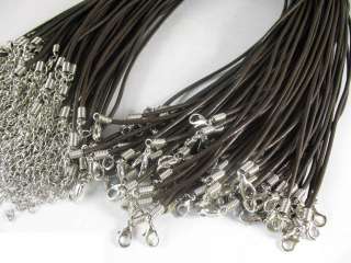 50 Brown leather Cord Necklaces W/extention W12292  