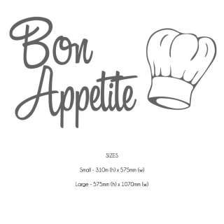 Bon Appetite Kitchen Wall Sticker Decal   19 Colours  