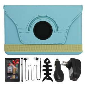  Skque Light Blue Rotating Leather Case with Stand with 2 