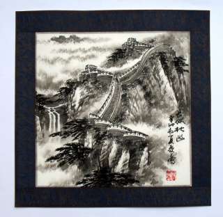 chinese ink painting landscape great wall free postage  