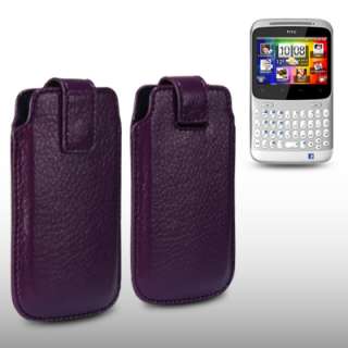 TEXTURED PU LEATHER CASE FOR HTC CHACHA PURPLE  