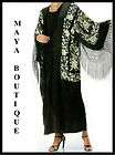 Embroidered Flamenco Silk Opera Coat Kimono Fringe Jacket Floral Black 