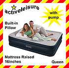 Intex Queen Size Raised Airbed Air Bed Mattress + Pump 0078257667024 