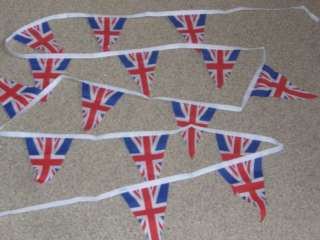 UNION JACK FABRIC BUNTING 15 MINI FLAGS 10FT LONG   GREAT FOR JUBILEE 
