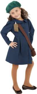 WORLD WAR II EVACUEE GIRL FANCY DRESS COSTUME AGE 9 12  
