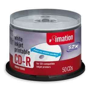  IMATION Disc, CD R 80 min, WHT IJ HUB printable, 52X, 50 