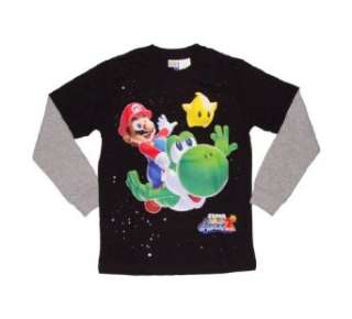  Super Mario Galaxy 2 Mario w/ Yoshi Boys Long Sleeve T 
