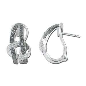 14K White Gold Black Diamond Diamond Earrings Diamond quality AA (I1 
