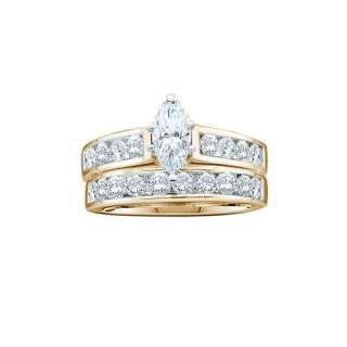   Round Diamond 14k Yellow Gold Bridal Set Ring Jewelry 