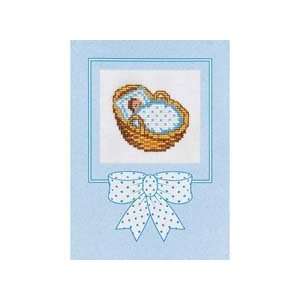   Boy in Basket Counted Cross Stitch Card Kit Arts, Crafts & Sewing