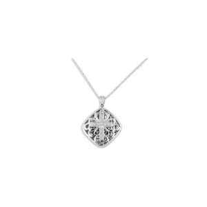    10k White Gold Diamond Vintage Style Cross Necklace Jewelry