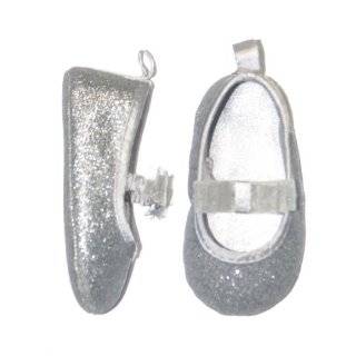 Silver Sparkle Soft Sole Mary Jane Baby Shoes with a bow by 
