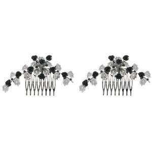   Metal Flowers with Crystals Hair Comb Set of 2  Sports